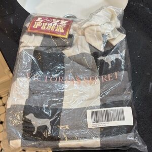 NWT Victoria's Secret Black and White Striped Flannel PJ Bottoms